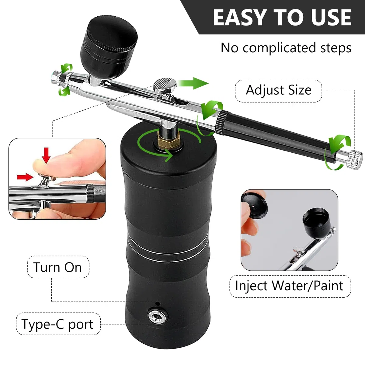 Airbrush Set Mit Kompressor,Wiederaufladbare Airbrush,Wireless Airbrush Set,Tragbare Air Brush Kompressor-Set For Makeup,Tattoo-Modellierung,Kuchendekoration,Nail Art,Wiederaufladbar