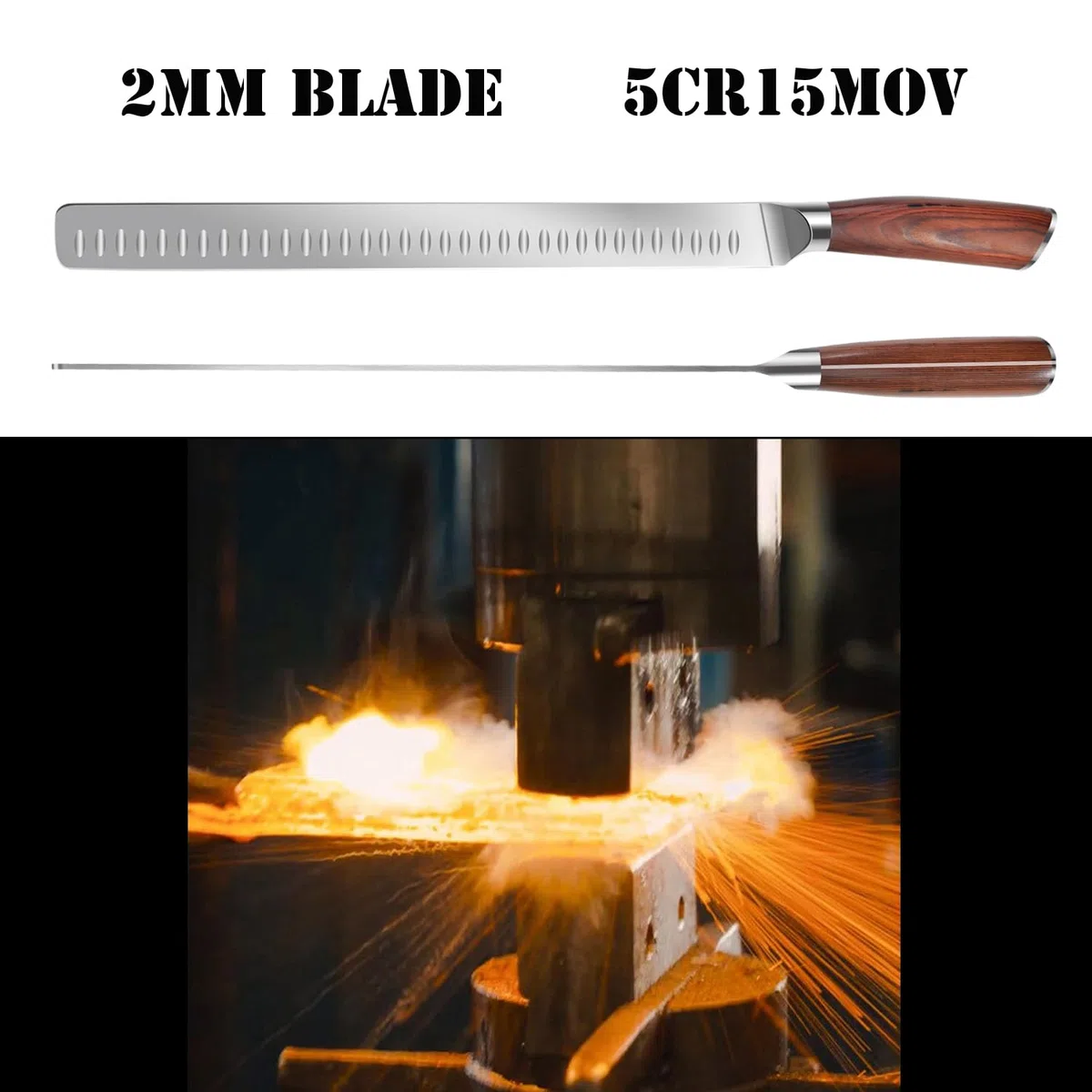 Schinkenmesser Rot Braun 43cm Lachsmesser Extra Scharfe Tranchiermesser Dönermesser Mit Ergonomisches Pakkaholz Griffdesign Küchenmesser Mehrzweck Grillen Camping Kochen Messer BBQ Werkzeug
