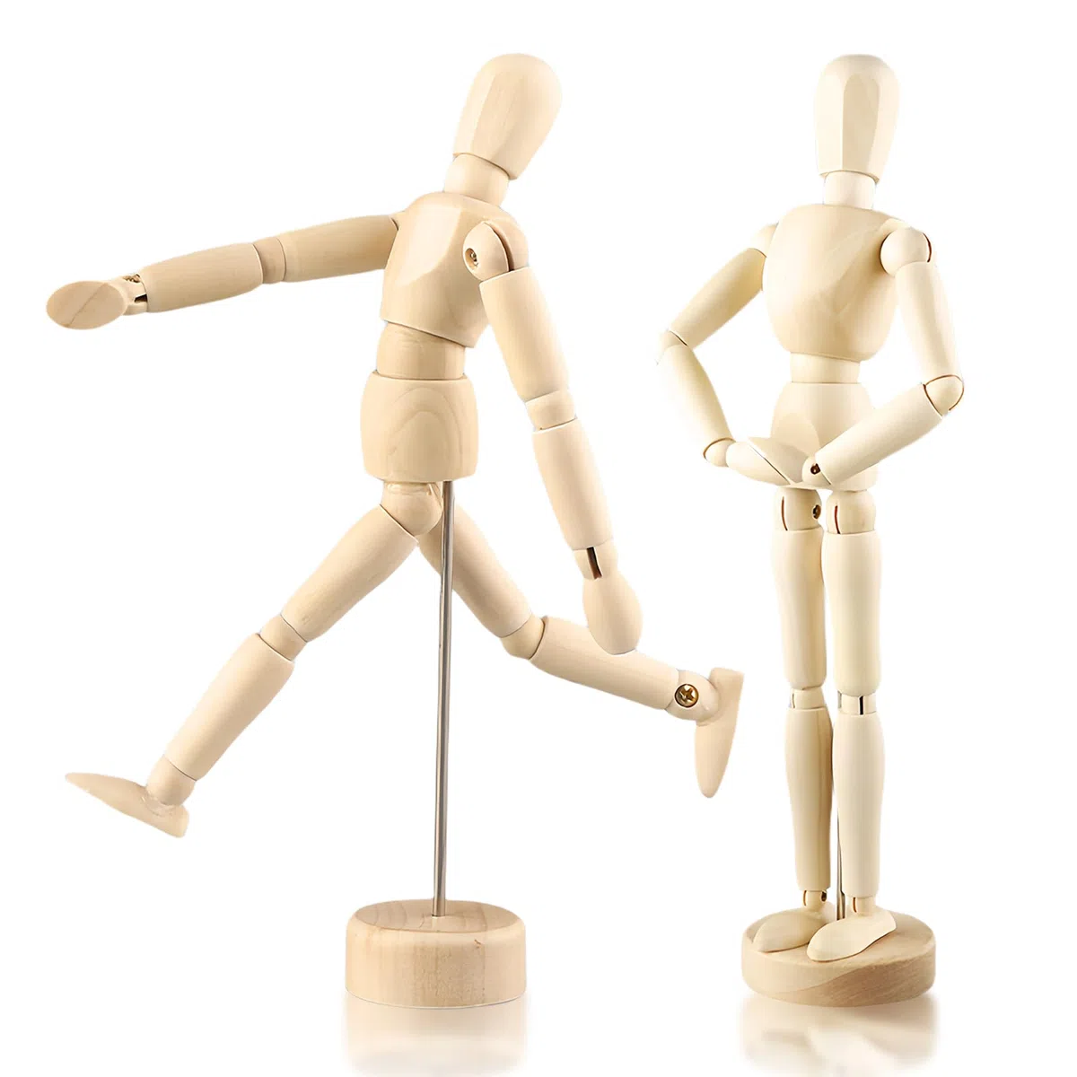 Sporgo 2 Stück Gliederpuppe Mannequin: 20cm Hoch Mannequin Flexibler Holzfiguren, Zeichenpuppe Verstellbare Gliederpuppen, für Gemälde, Skizzieren, Fotografie Requisiten, Basteln, Dekorationen