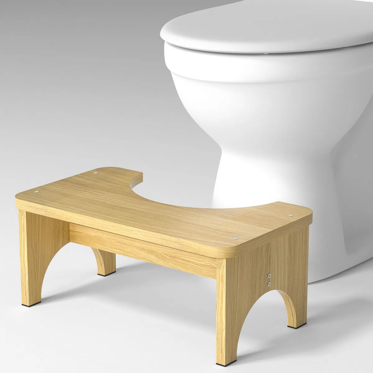 Bambus Hocker zum Hocken für Toilettenstuhl für Erwachsene, 16,5 cm rutschfester Toiletten Hocker für Erwachsene, Hilfe für Kinder und Senioren, Original einfaches Design, Badezimmer-Step-Hocker