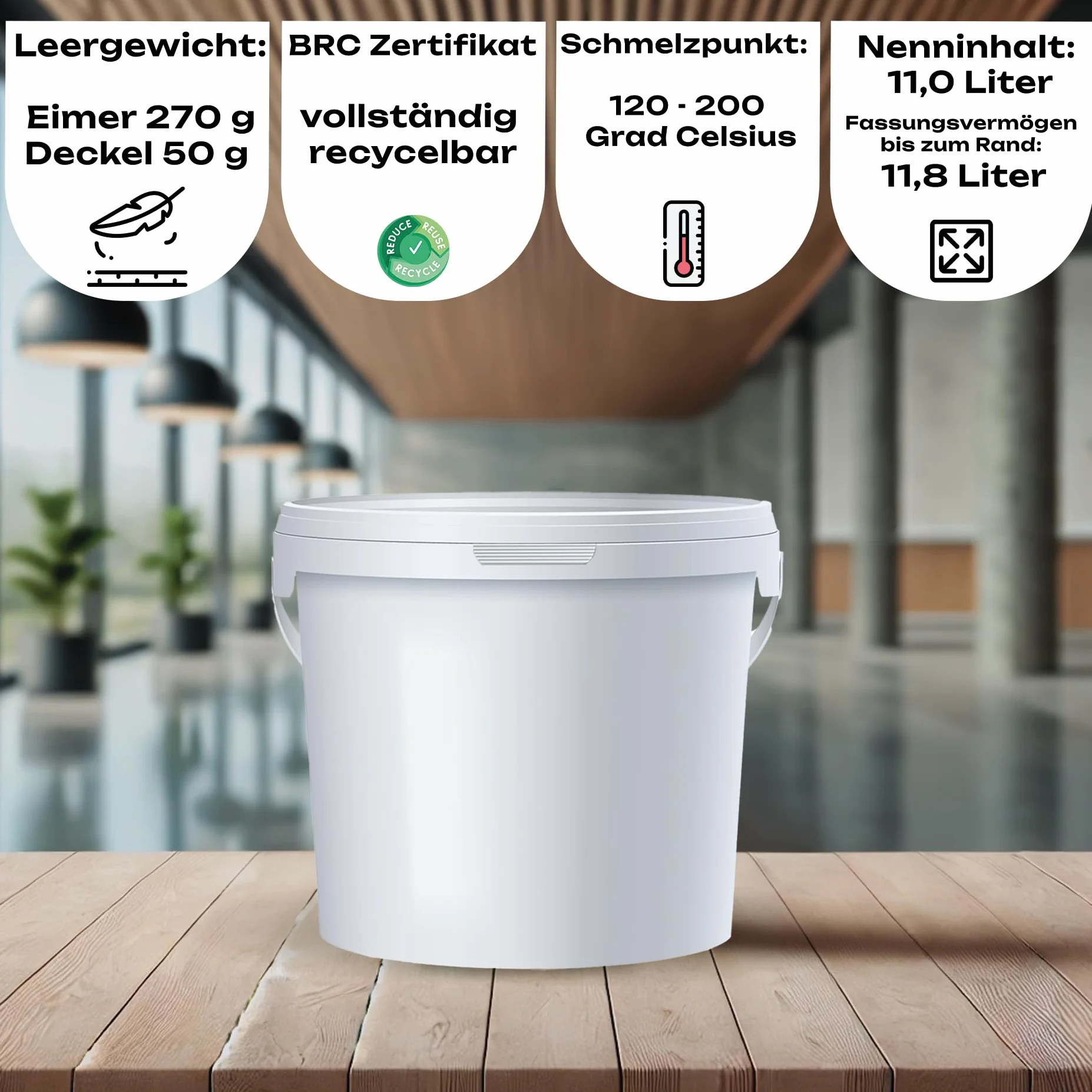 POSH Eimer mit Deckel 10L – Weiß, Kunststoff, lebensmittelecht, auslaufsicher, geruchsneutral, robust, stabil, luftdicht, Eimer mit Henkel (3, 10L)