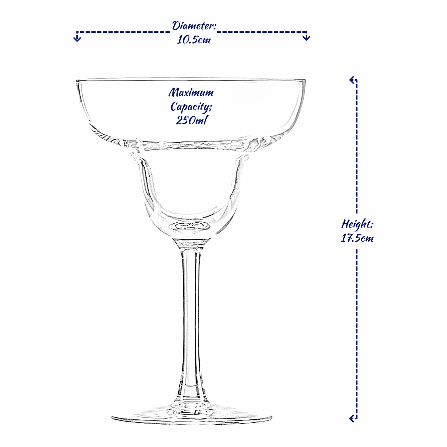 alpina Margarita Gläser Set 4 Stück - Cocktailgläser für Margarita Und Exotische Getränke - Klarglas - 250 ml, Durchsichtig