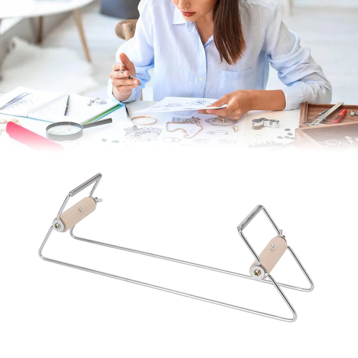 Beufee Perlen-Webstuhl-Set, Webstuhl-Armband-Set, Metall-Armband-Herstellungs-Set, Perlen-Armband-Set, Perlen-Zubehör, Perlen-Webstuhl-Maschine, Schmuck Ohrring Herstellung Werkzeuge