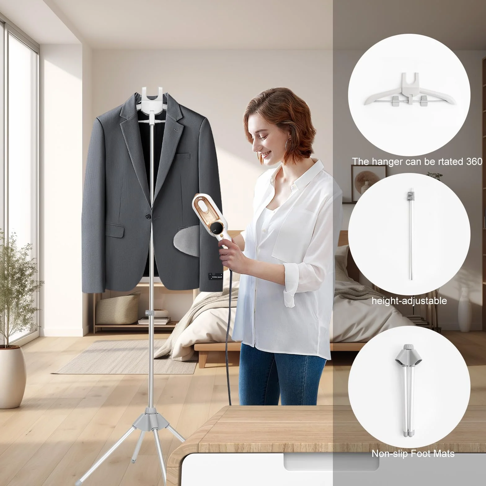 Dampfer Stand FüR Kleidung KleidungsstüCk Dampfer AufhäNger Mit BüGelhandschuh Tragbare Dampfer Rack FüR Dampfende Kleidung Einstellbare Handheld HäNgende BüGel KleidungsstäNder