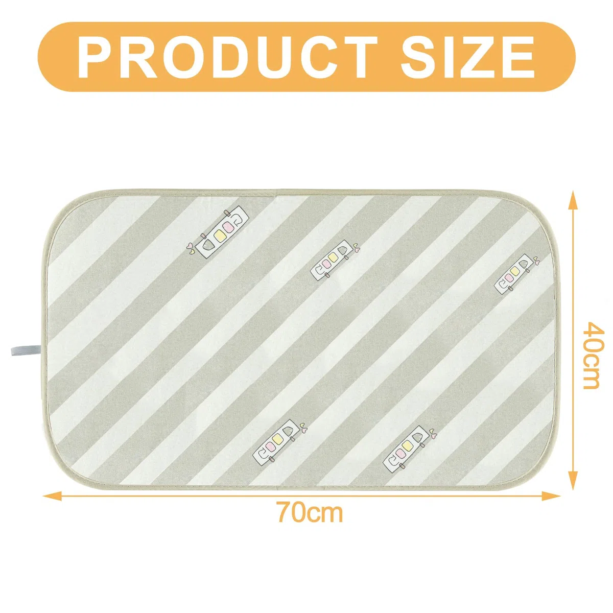 Bügelmatte für Dampfbügeleisen, Faltbare Bügelunterlage für Tisch, rutschfeste Bügeldecke für Reisen mit Streifenmuster, Bügelmatte für Tisch, 70x40cm, Grün