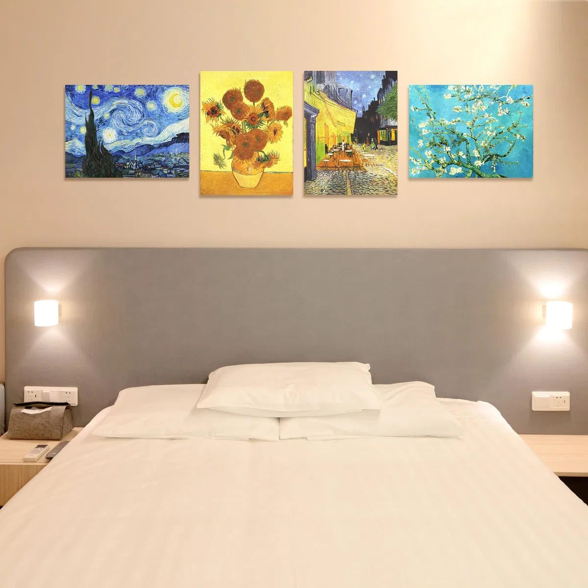 Muzagroo Art Van Gogh Diamant-Malerei-Set für Erwachsene, DIY 5D-Diamant-Kunst-Sets für Anfänger, Sternennachtkunst und Sonnenblumen-Handwerk, Diamantkunst für Wohnzimmer, Kinderzimmer, 4 Stück