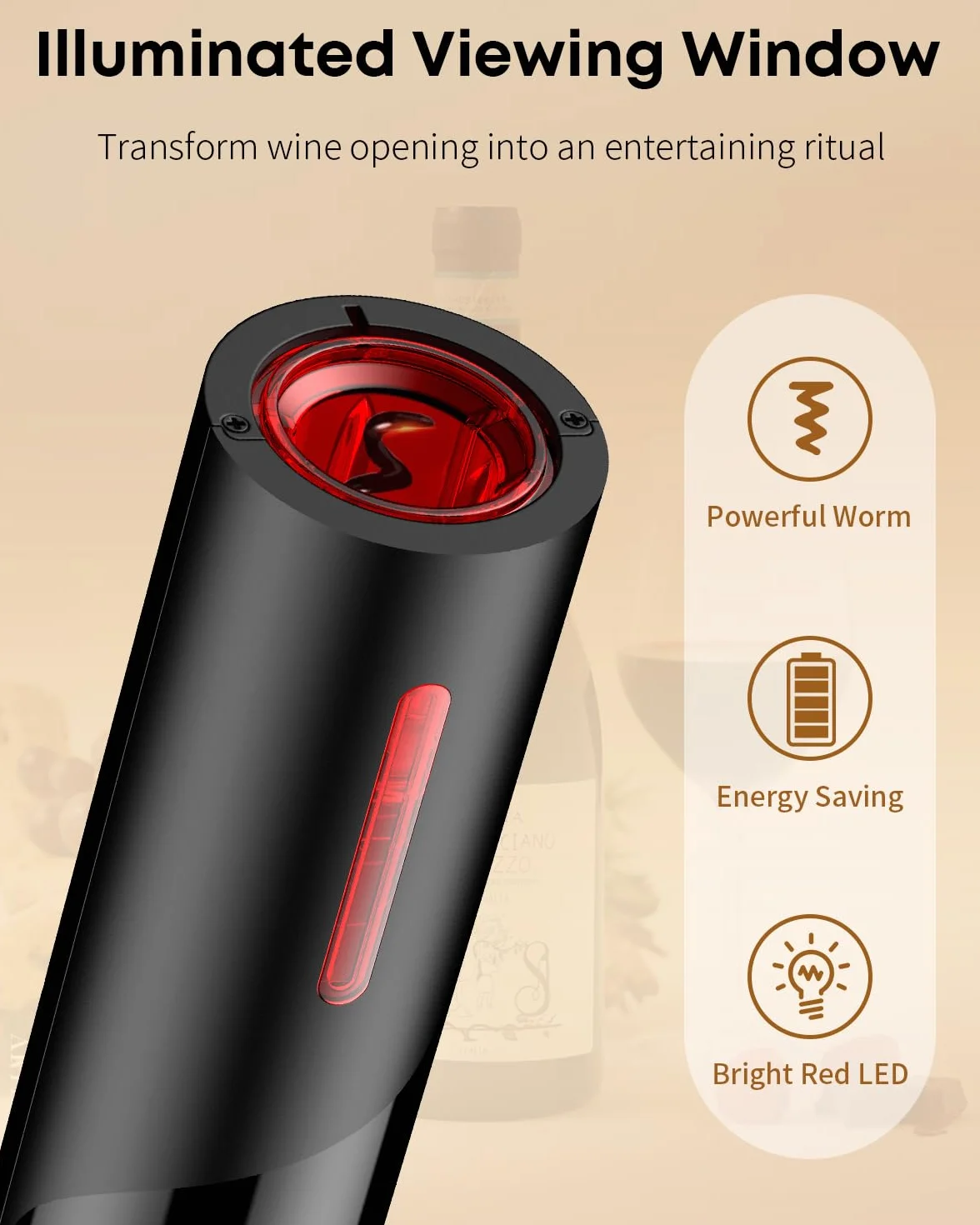 Pawfly Akku Elektrischer Weinflaschenöffner mit Folien Schneider Automatischer Weinöffner USB-C Aufladbarer Elektrokorkenzieher mit LED Licht Weinkorkenzieher für Hausbar Restaurant Party Hochzeit