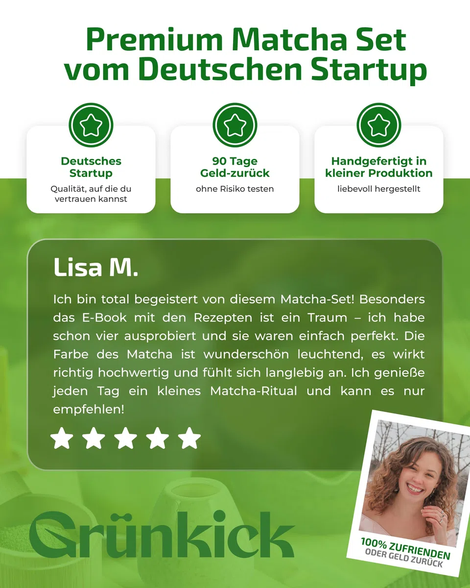Matcha Set Grün – Premium Matcha Tee Set mit Matcha Schale, Bambus Matcha Besen & Matcha Zubehör - Japanisches Matcha Set für Teezeremonie & Matcha-Latte (Grün)