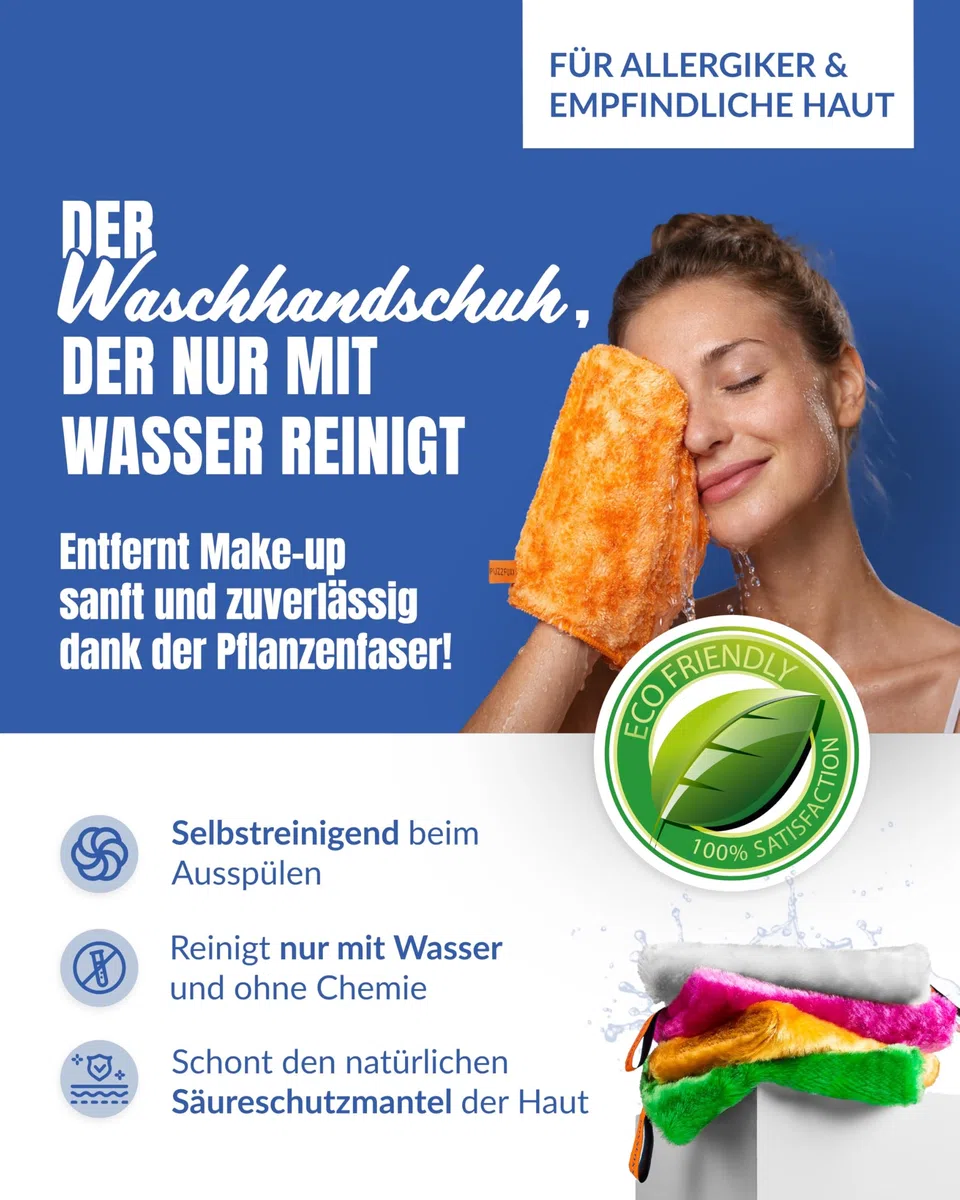 Waschhandschuh Naturfaser, ohne Chemie, Gesicht & Körper, Pink | Waschlappen, Peeling-Handschuh, selbstreinigend, nachhaltig, Gesichtsreinigung, Hautpflege, Körperpflege, Gesichtstuch