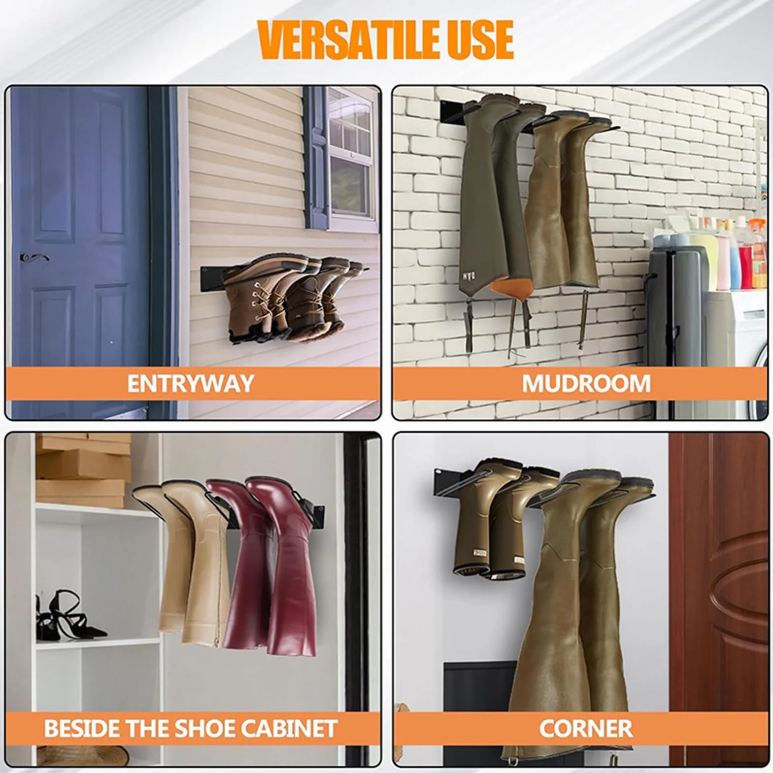 Stiefelhalter Für Wand, Wandhalterung Für Gummistiefel Stiefelaufhang Aus Metall, Stiefelaufhänger Zum Trocknen Von Stiefeln, Stiefelregal & Stiefelständer Für Wanderschuhe, Schrank, Eingangsbereich