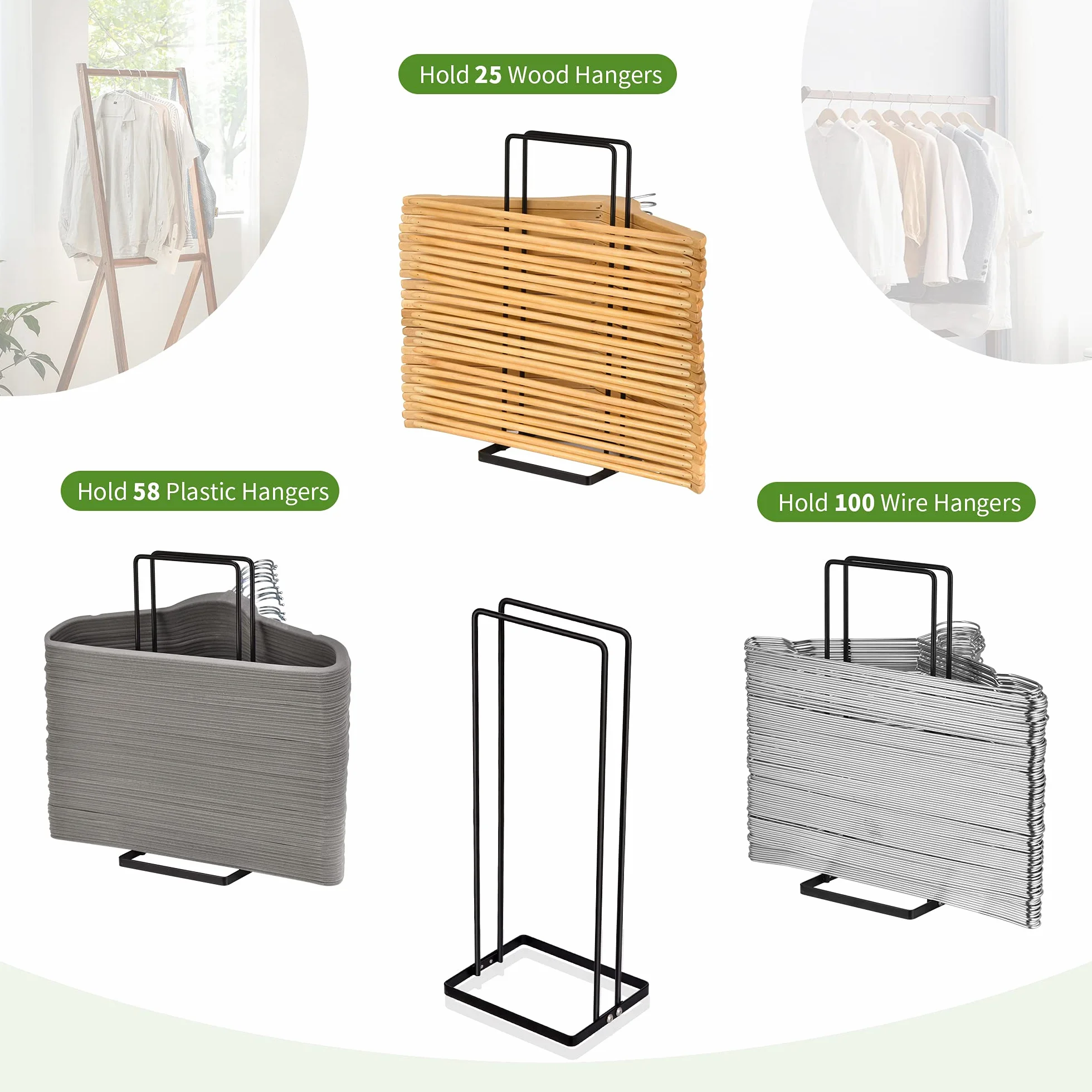 EASTTOWEST Kleiderbügel-Organizer, Metall Kohlenstoffstahl, Hält bis zu 110 Draht-Kleiderbügel, Ideal für Schrank, Kleiderschrank, Wäschezimmer, Schwarz, 15.7 x 6.7 x 5.1 cm, Bodenmontage