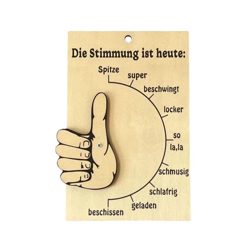 Stimmungsbarometer, hölzernes Stimmungsbarometer, Geschenk, Stimmung, heute, Holz-Hängedekoration, Stimmung, humorvoll, barometrischer Ausdruck