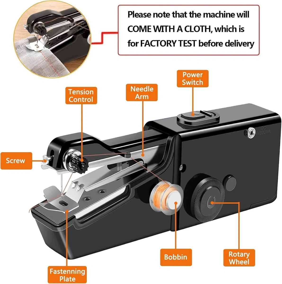 Handnähmaschine, Tragbare Mini-Nähmaschine, Kabellose Tragbare Elektrische Handnähmaschine Mit Nähzubehör für Anfänger, Schnell Zu Nähen Geeignet,für Kleidung,Stoffe,Cutains,Home Travel(schwarz)