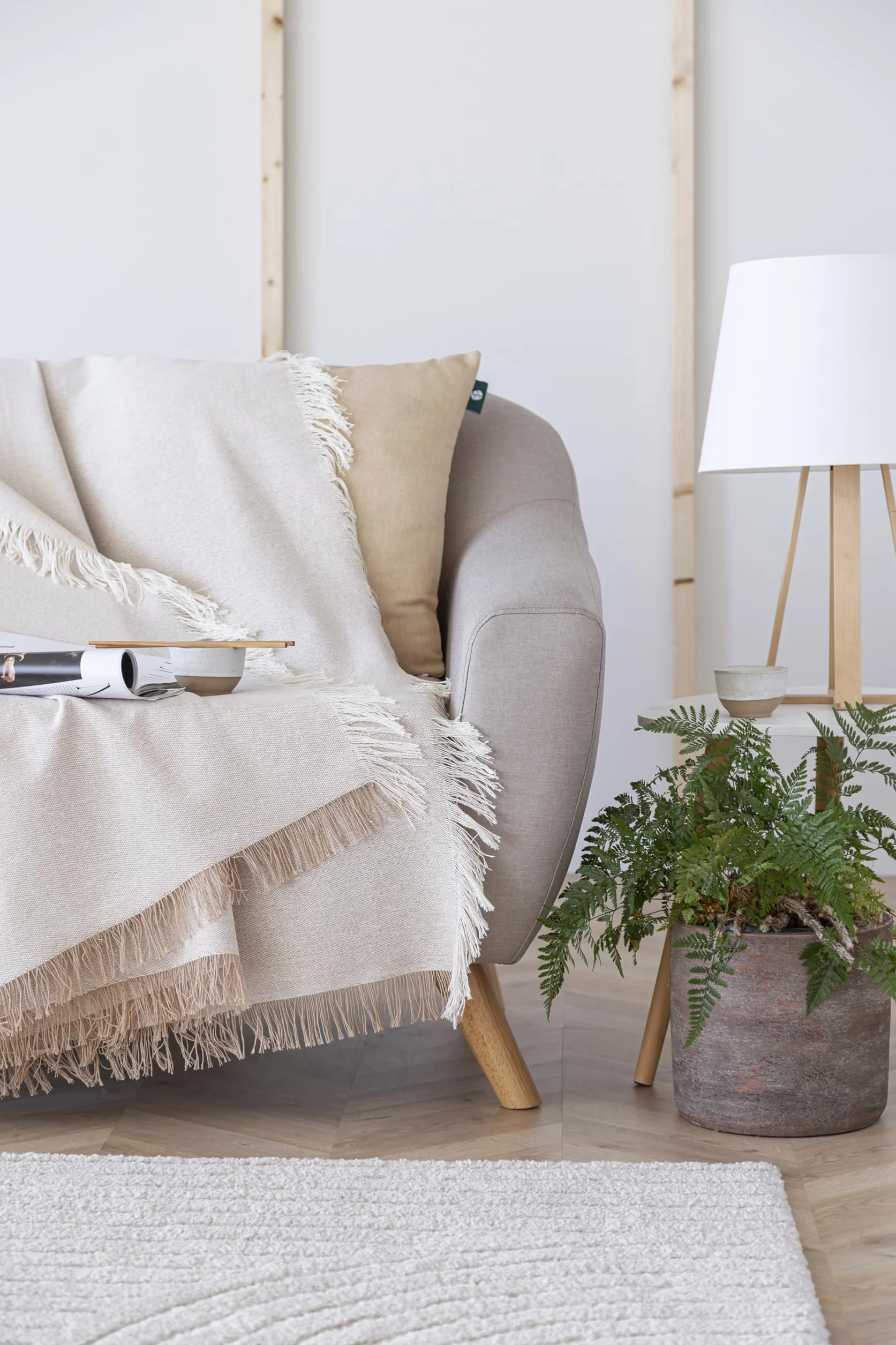 Todocama Mehrzweck-Tagesdecke, Sofaüberwurf, Überwurf für Bett, Sofaüberwurf, Jarapas, einfarbig (125 x 180 cm, sandbeige).