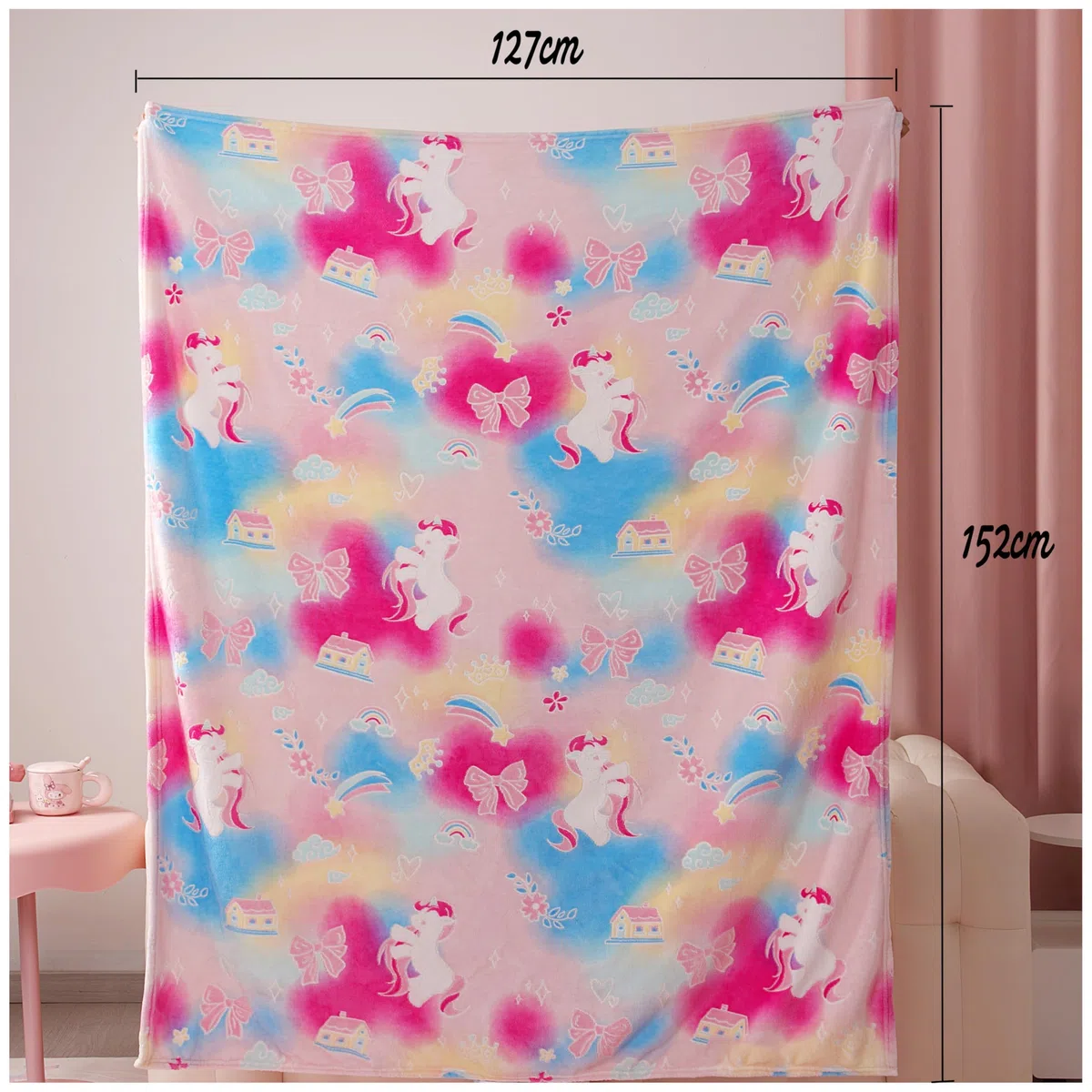 Einhorn Kuscheldecke Kinder, Glow In The Dark Blanket, Einhorn Geschenke für Mädchen 4-12 Jahren, Weihnachten Geschenke Kinder, Kuscheldecke Flauschig Sofadecke für Allergiker & Outdoor, 127x152 cm