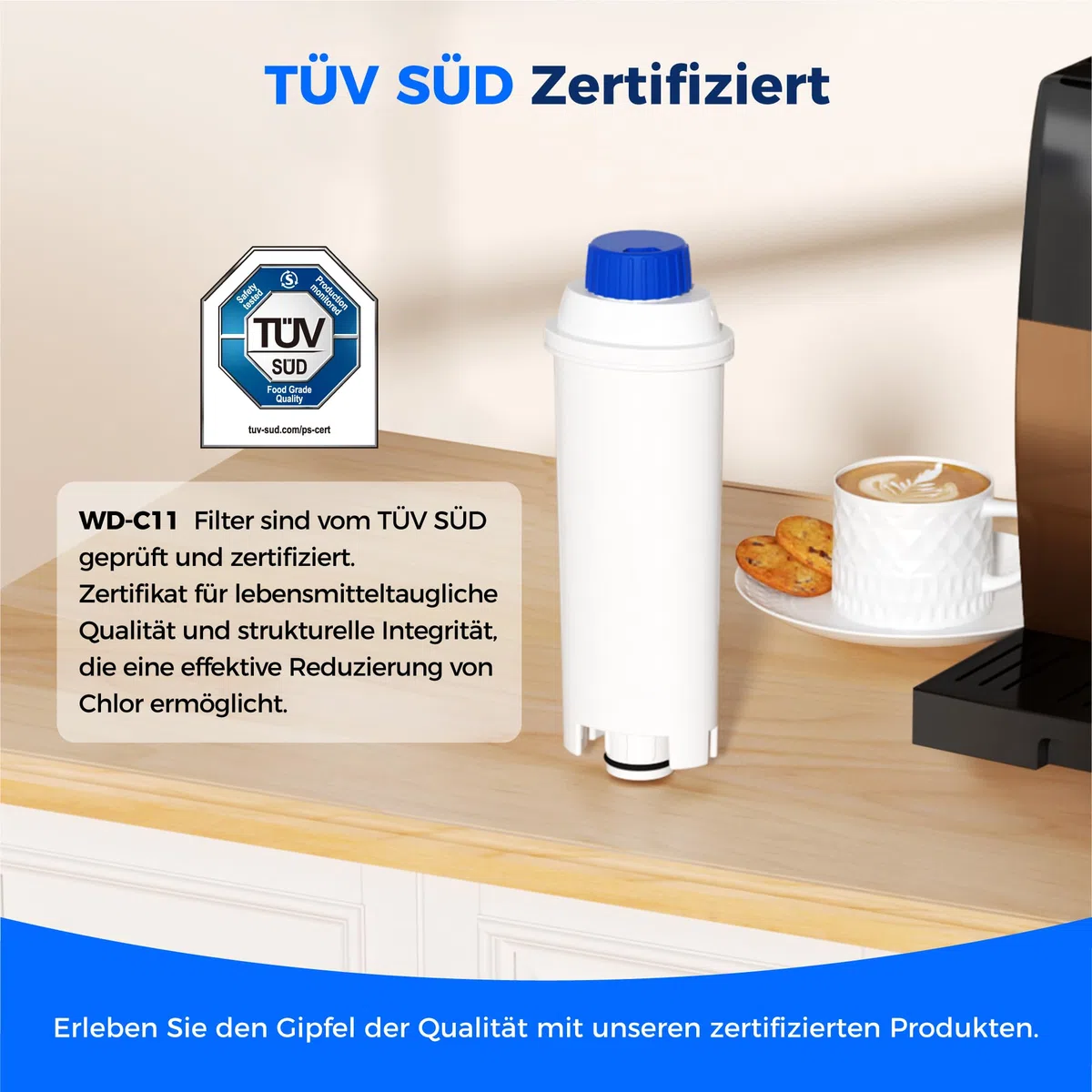 Waterdrop Kaffeefilter, Ersatz für De'Longhi® Wasserfilter DLSC002, Kompatibel mit De'Longhi® Magnifica® S, Eletta® Explorer, Dinamica® und ECAM-Serie Kaffeevollautomaten und Espressomaschinen (4)