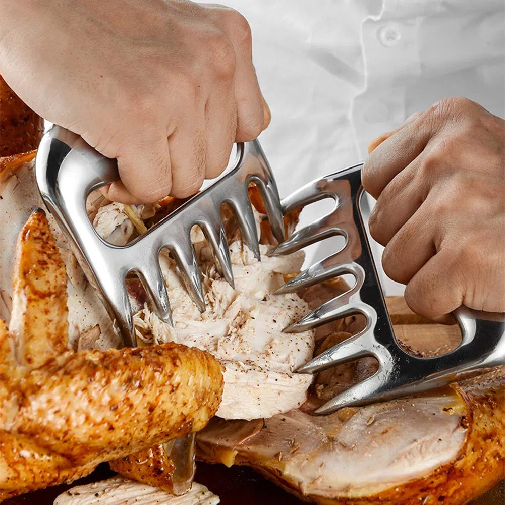 Metallfleischkrallen | Edelstahl Bärenklaue Fleischteiler, Unterstützung beim Heben und Übertragen, Zerkleinern und Schneiden von Fleisch, Truthahn, Hühnchen, Guter Helfer zum Kochen, Rostschutz.