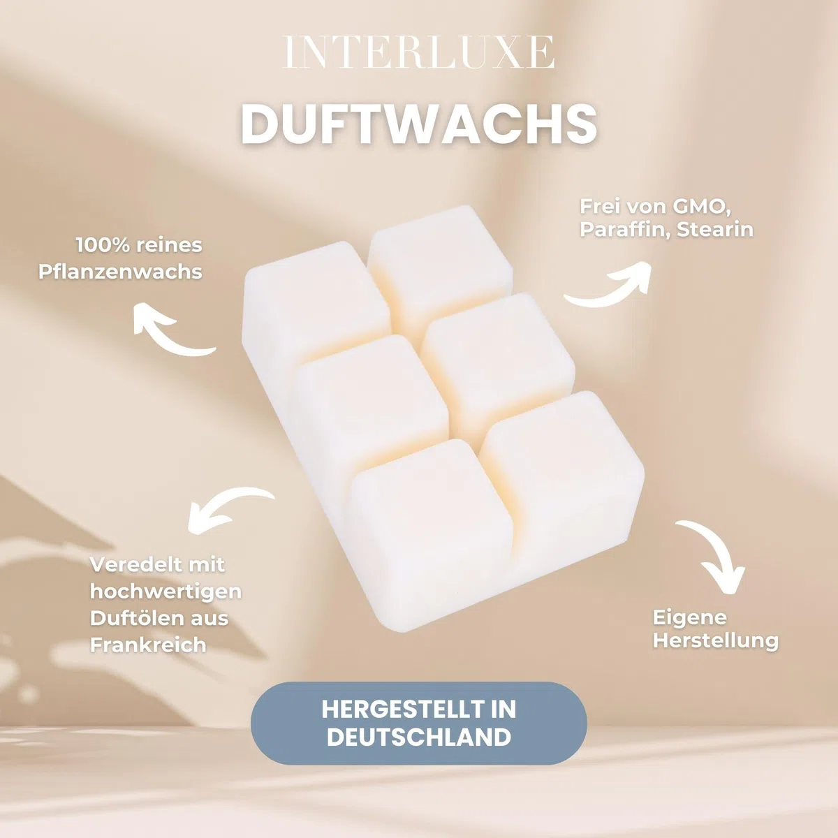 Interluxe Duftmelt Wachsmelt Clean Cotton angenehm duftend Waxmelt 100% pflanzlich Duftwachswürfel für Duftlampe Wachs mit Duftöl Indoor Melts Duftwachs für Aromalampe