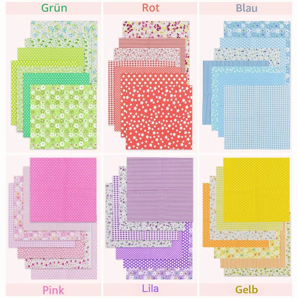 42 Stück 24,8 x 24,8 cm Baumwollstoff Nähen Patchwork Quadraten Quilten Bündel verschiedene Muster Tücher zum Nähen DIY Kunst Arbeit Zubehör Scrapbooking Quilten