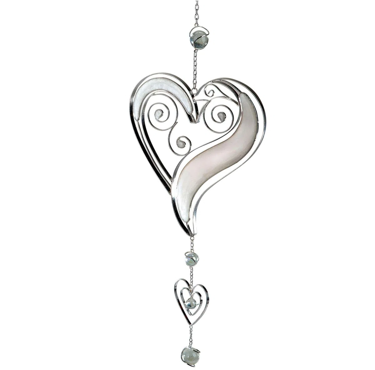 formano Fensterdeko Hänger Weiß/Silber hängend Herz 52 cm Fensterschmuck