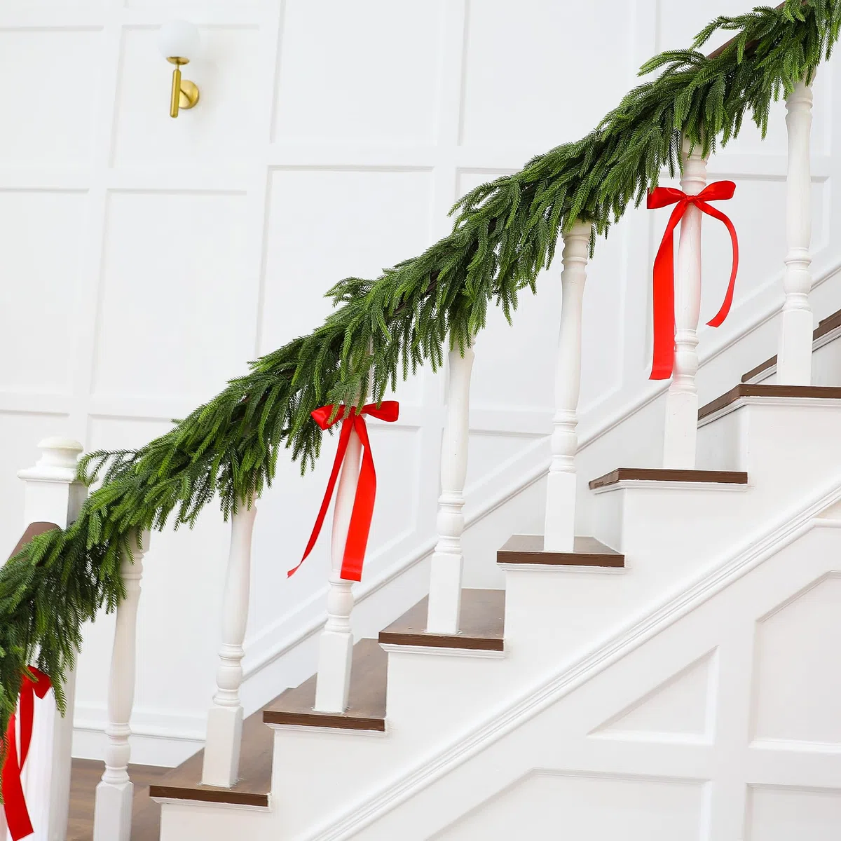 Girlande Weihnachten künstliche Tannengirlande Weihnachtsgirlande, 1,8m Norfolk Kiefer Girlande für Kamin Fenster Treppen und Weihnachtsdeko
