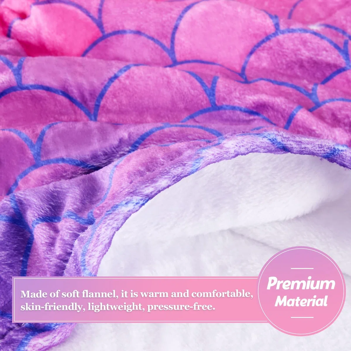 WERNNSAI Meerjungfrauen Schwanz Decke für Kinder Mädchen - Weiche Meerjungfrauen Decke mit Pailletten Portemonnaie Flanell Mermaid Blanket für Teenager Geschenk zum Geburtstag (Lila & Rosa)