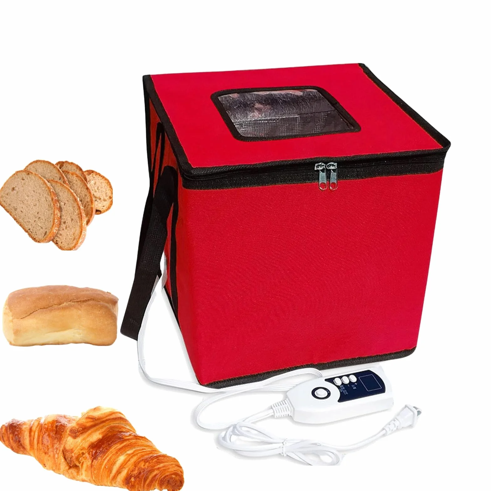 Cloud Fire Faltbare Teiggärbox, Temperatureinstellung Gärbox Mit Deckel, Abnehmbarer Multifunktions -Gärschrank für Zuhause, Brot, PizzaJoghurt, Reiswein (Rot, klein)