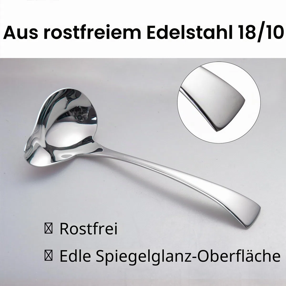 IMEEA Soßenlöffel Edelstahl 18/10 mit Ausguss 2er Set Gravy Ladle Tropffrei Spiegelpolierter Saucenlöffel für Sauce, Dressing Dessert & Steak Spülmaschinenfest