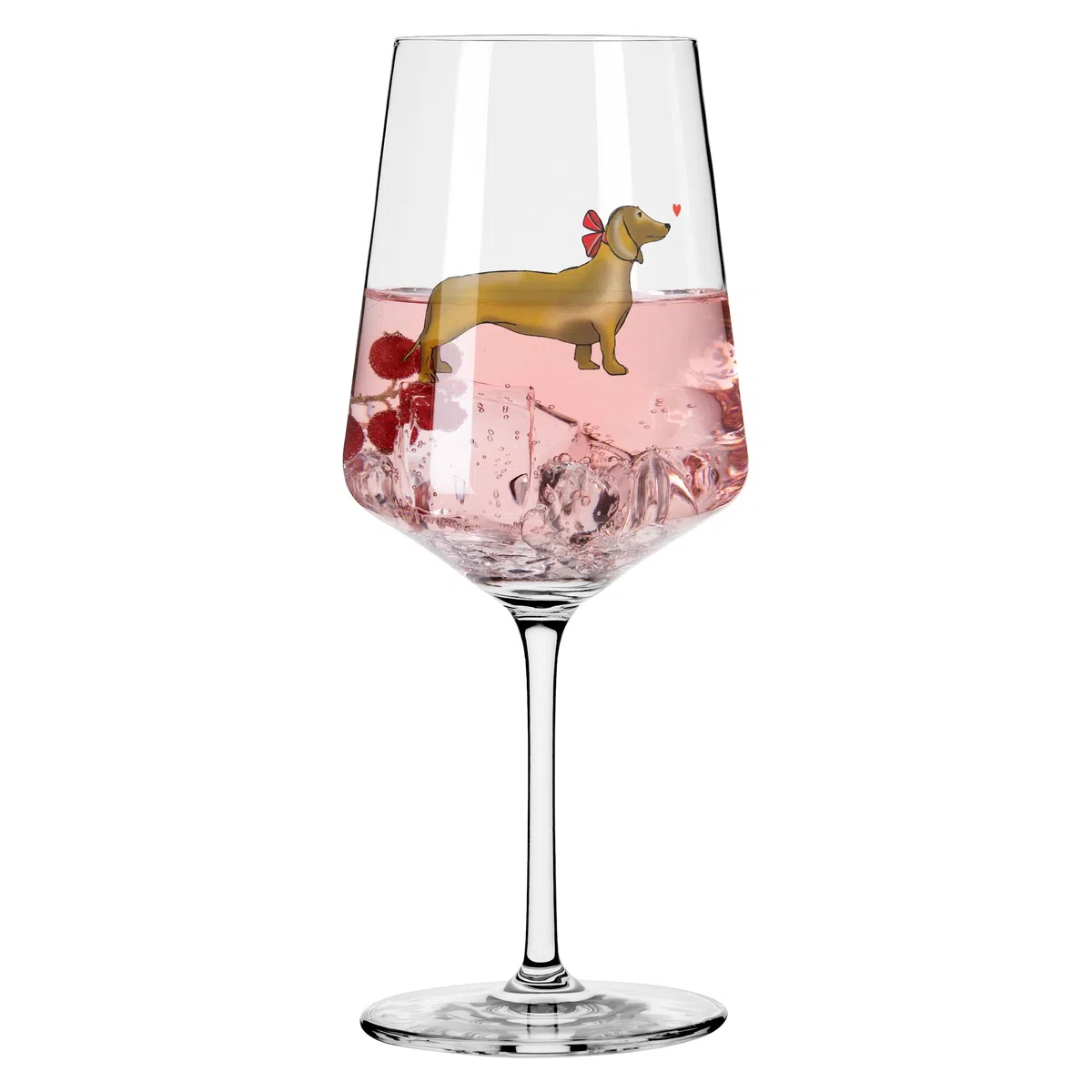 RITZENHOFF 8106006 Cocktail-Glas 500 ml, Serie Tierisch glücklich, Motiv Dackel mit roter Schleife - Made in Germany
