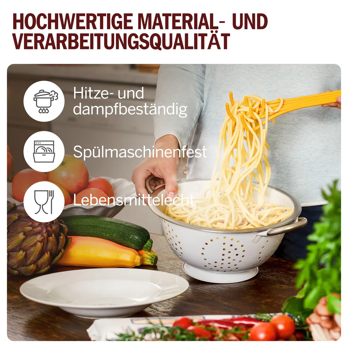 Lustiger Spaghetti-Löffel aus Kunststoff/Gabel aus einer Serie von Pasta-inspirierten Küchenhelfern | Cooler Pasta-Löffel zum Servieren von Pasta | Originelles Küchenzubehör | von Monkey Business