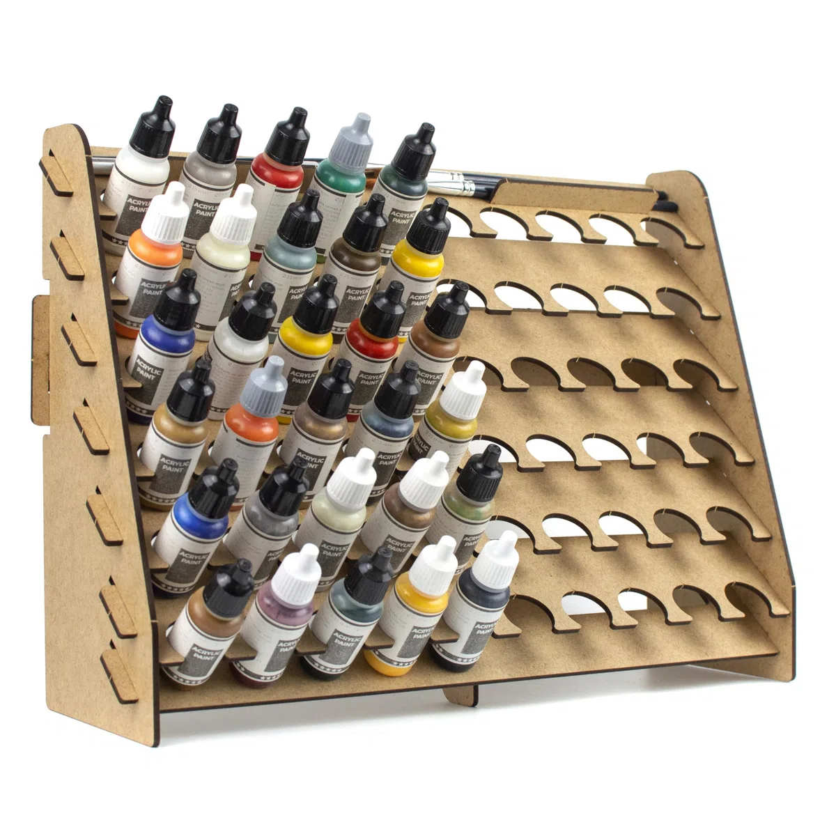 PROSCALE Wand-Farbenregal Farbständer für Tabletop-Farben & Modellbau 26 mm Dropper-Flaschenhalter mit Pinselhalter Kompatibel mit Vallejo, Army Painter, AK