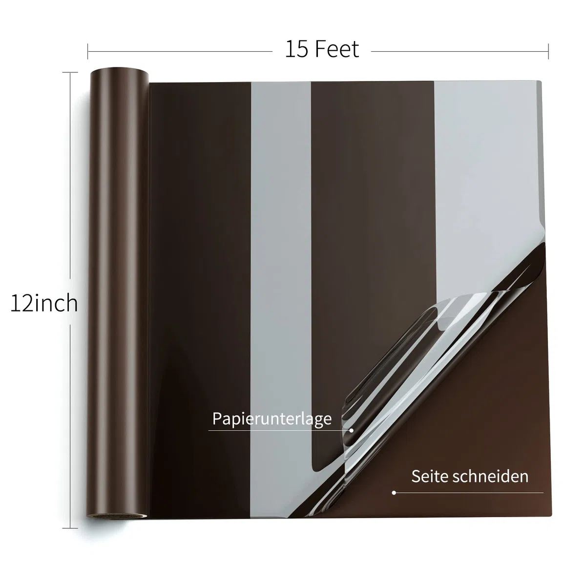 Vinylfolie Plotter Matte Kaffee Selbstklebende Folie, 12" x 15ft Vinyl Plotterfolie Rollen Selbstklebende Folie für Cricut und Anderen Bastelschneidern DIY Dekorfolie (Kaffee)