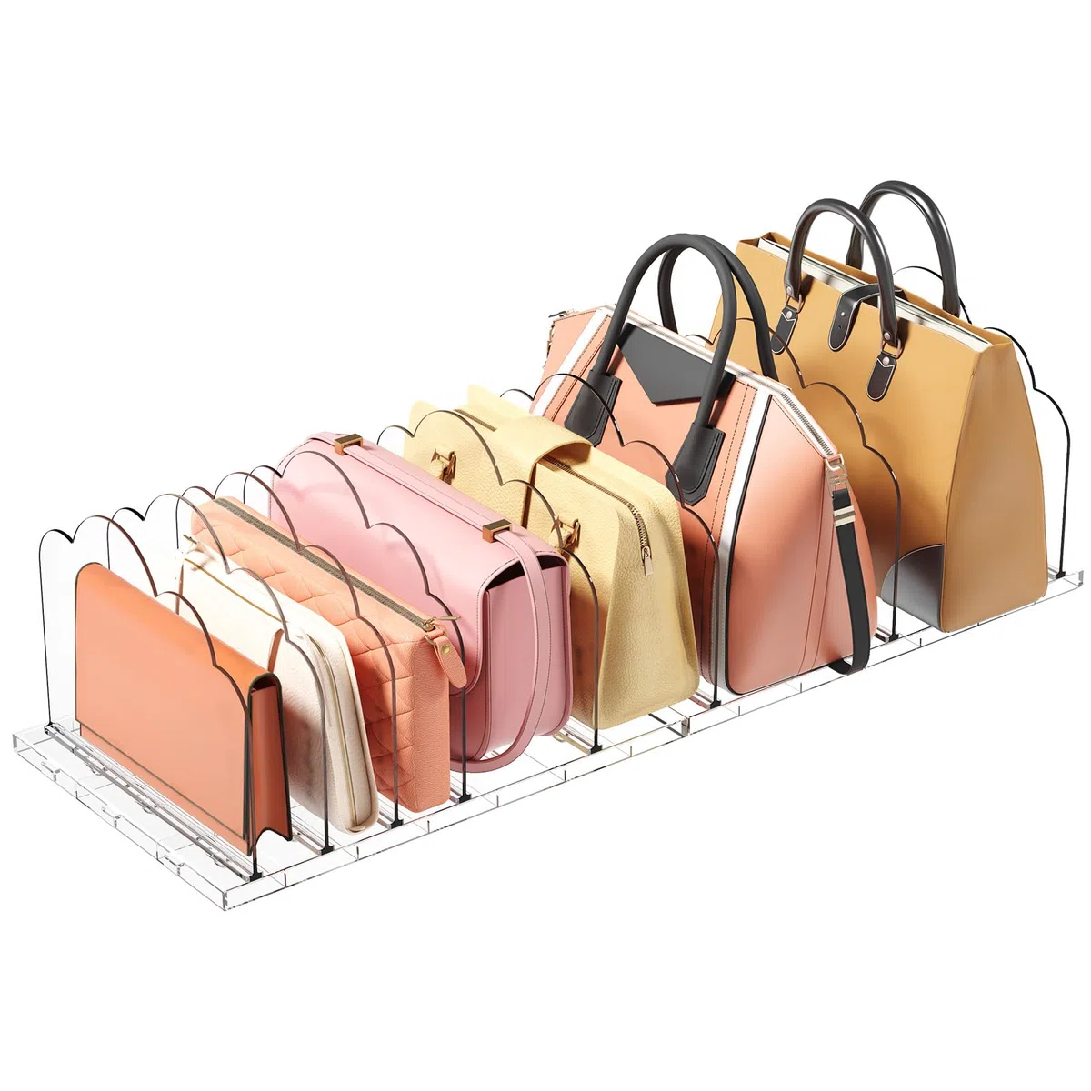 Lifewit 2 Stück Handtaschen Trenner Aufbewahrung, Verstellbar Taschen Organizer Schrank, Acryl Handtaschenorganizer Taschenständer, Regaltrenner für Clutch Tragetaschen Shirts Bücher, 35 x 24 cm/14x9"