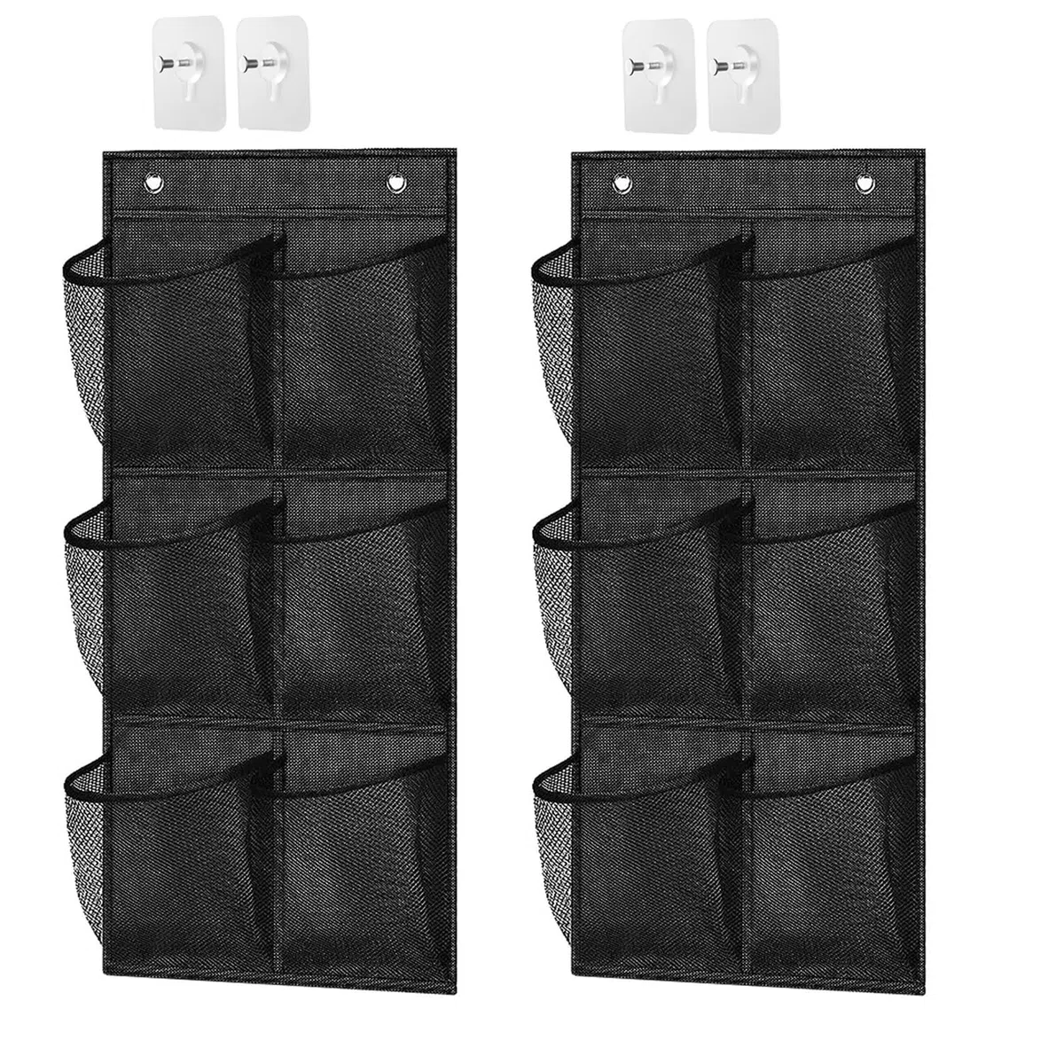 2 Stück Faltbare Hängende Lagerung Veranstalter, Große Stoff Tiefe Taschen Schuh-Rack, Camping Schuhhalter, Shoes Organizer Closet Hängend für Wohnmobil, Schlafzimmer, Wohnzimmer (Schwarz)