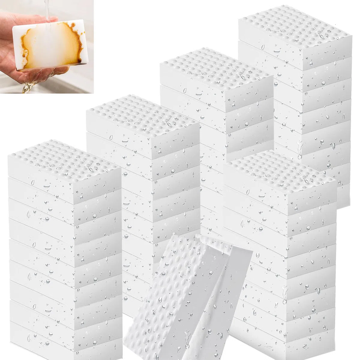 50 Stück Schmutzradierer Schwamm, (2X verdichtet) Weiß Extra Stark Melamin Zauberschwamm, Multifunktional & Kratzfrei Radierschwamm Putzschwamm für Haushalt, Küche, Bad, Schuhe & Wand
