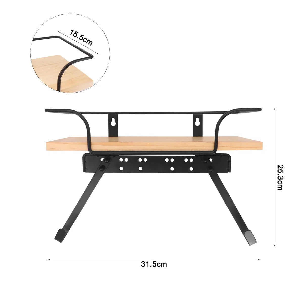 Bügelbrett Hanger Wandhalter - Heavy Duty Eisenständer mit Massivholzbasis und verstellbaren Haken, Wäscherei Eisen und Bügelbrett Halter, Platzsparende Wäscherei Organizer für Bügelbrett Lagerung