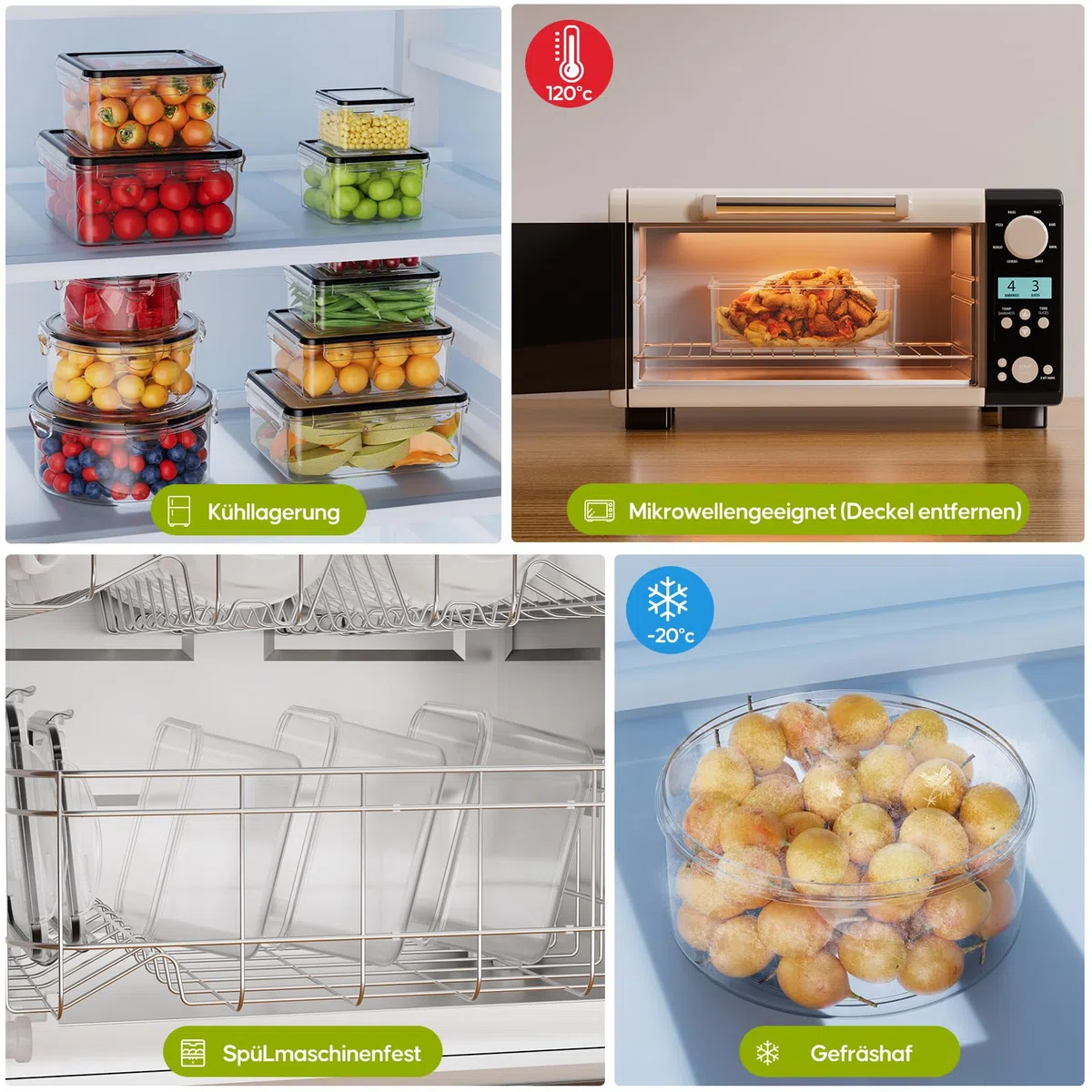 Wwtop 42er Frischhaltedosen mit Deckel, Vorratsdosen Set (21 Behälter + 21 Deckel), Meal Prep Boxen, Auslaufsicher Aufbewahrungsbox mit Deckel Küche für Mikrowellen Kühlschrank, BPA-Frei