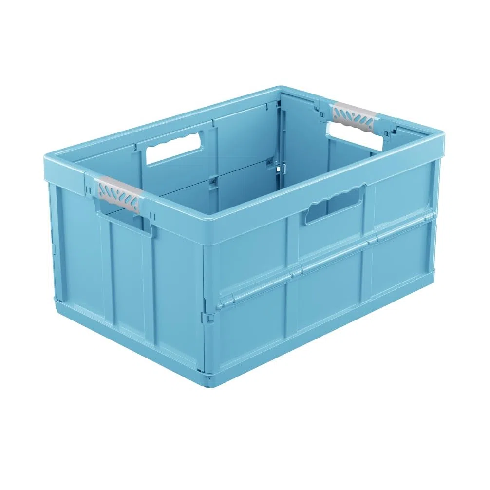 keeeper benno Stabile Profi-Klappbox mit Softgriffen, 45 l, Bis 50 kg Tragkraft, Lebensmittelecht, 54 x 37 x 27,5 cm, 45 l, Eco Line, Blau (Eco Sky Blue )