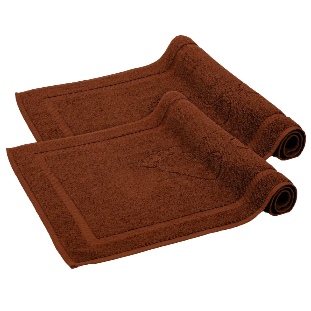 Komfortec Badvorleger Set 2 Teilig, Frottee Duschvorleger, Waschbar Duschmatte & Badteppich, 800 g/m² &100% Baumwolle, Saugfähig & Schnelltrocknend, 50 x 80 cm, Schoko Braun, bathmat-braun