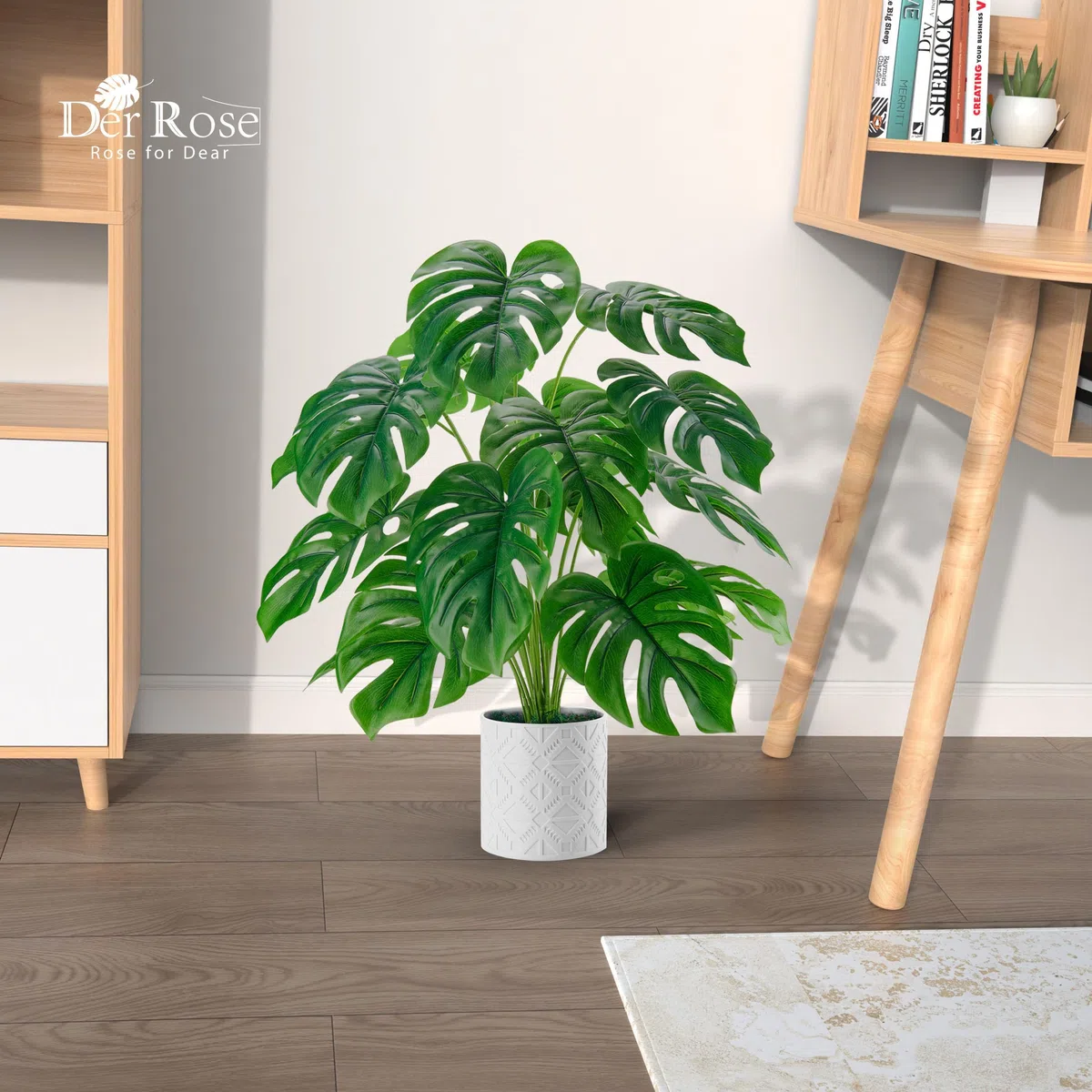 Der Rose Kunstpflanze Künstliche Pflanzen Wie Echt 71 cm Kunstpflanzen Groß Fake Plant für Boho Wohnzimmer Badezimmer Schlafzimmer Zimmer Balkon Deko