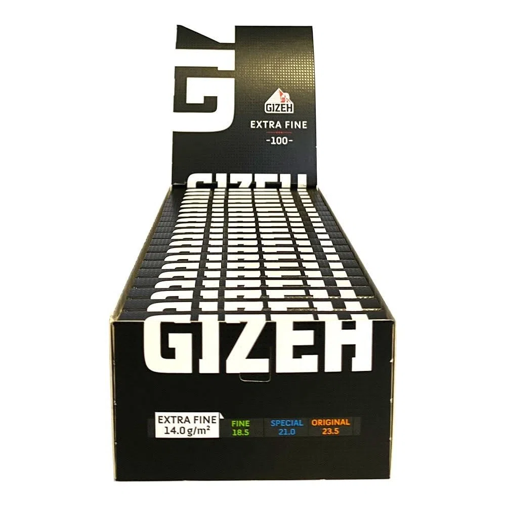 GIZEH BLACK Extra Fine Papers – Extra dünne Blättchen zum Selbstdrehen - Packung mit Magnetverschluss, recyclebar - 20er Pack á 100 Premium Paper (14 g/m²)