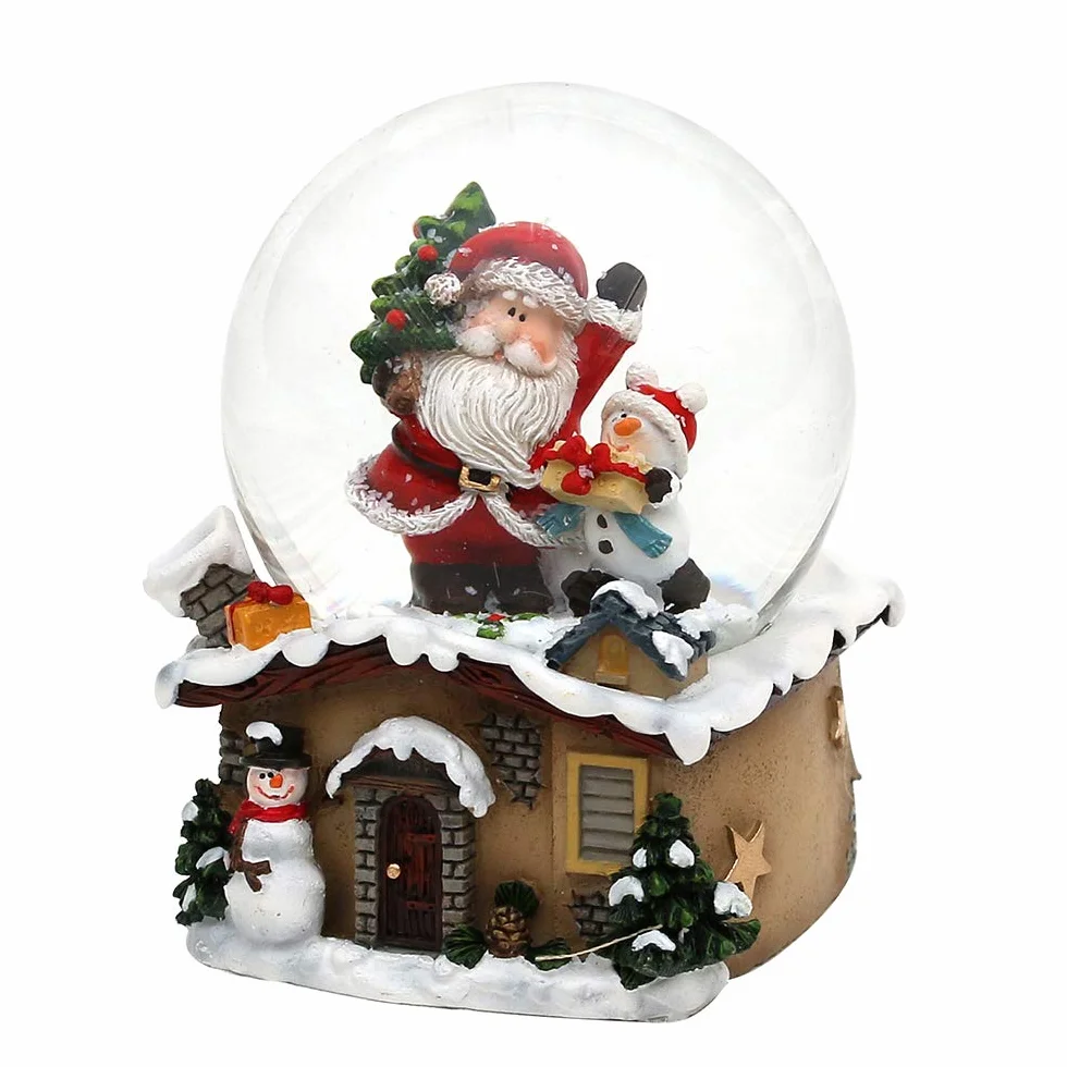 Dekohelden24 Schneekugel mit Weihnachtsmann, Maße L/B/H: 7 x 7 x 9 cm Kugel Ø 6,5 cm.