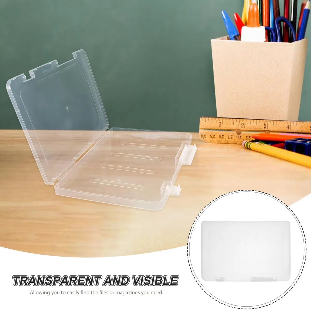TOPBATHY Tragbare A5-Aufbewahrungsbox Mit Deckel Transparente Dokumentenbox Aus Kunststoff Für Büro Zuhause Und Schule Organizer Zur Sortierung Von Dateien Fotos Und Scrapbook-Papier