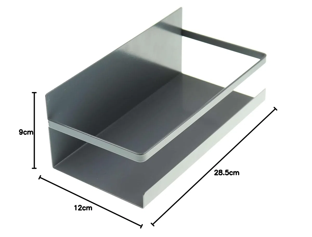 Luchs – 2er Set Magnetisches Regal für Kühlschrank aus Edelstahl, Hängeregal, Küchenregal, Gewürzregal, Kühlschrank Regal, Organizer inkl. 4 Haken (Anthrazit)