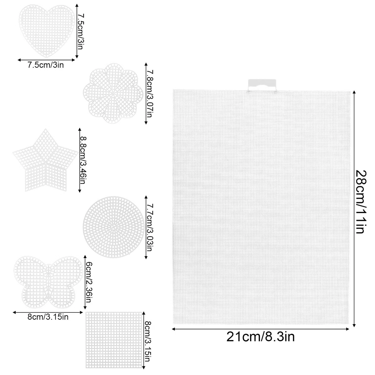 SAVITA 12stk Kunststoff-Maschengewebe Platten, 14 CT Mehrere Formen Kunststoff-Maschengewebe Bastelplatten für Kreuzstich Stickerei Aida-Stoff Nadelarbeit DIY Häkelprojekte