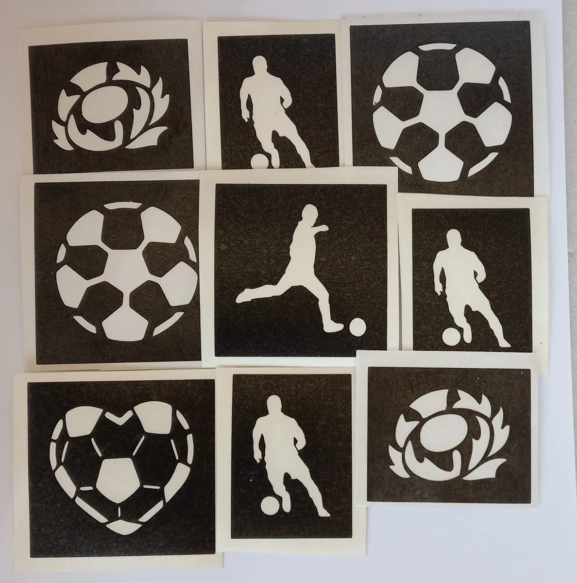 30 x schottische Fußball-Motiv-Schablonen Schablonen für Glitzer-Tattoos Airbrush Scottish Internationals Euro