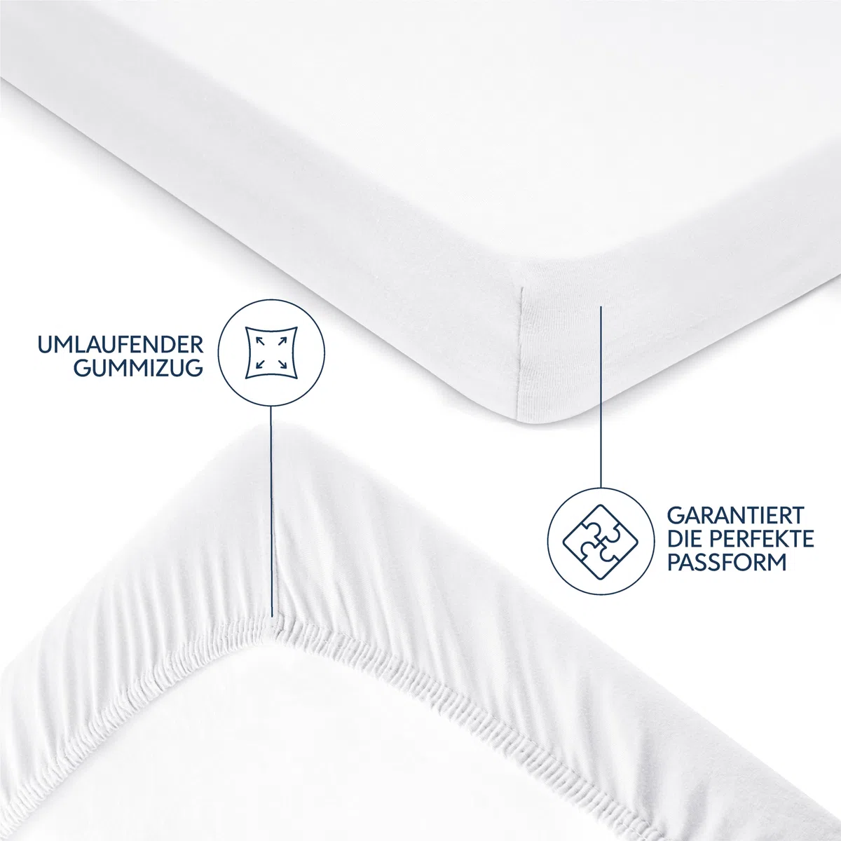 Dreamzie Premium Spannbettlaken 180x200 cm, Spannbetttuch für Dicke Matratzen bis zu 27 cm, Bettlaken 100% Jersey Baumwolle, 150 g/m², Oeko-TEX Zertifiziert - Weiß
