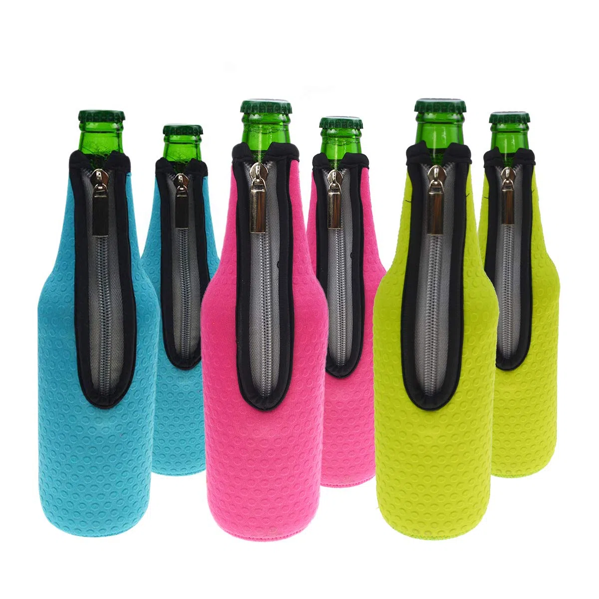 Orchidtent Bier Flaschenkühler, 6 Stück 17,6 Oz (500ml) Neopren Isoliert Reißverschluss Faltbar Bier Flaschen Kühler/Weinkühler/Getränkekühler 6 Colors 2