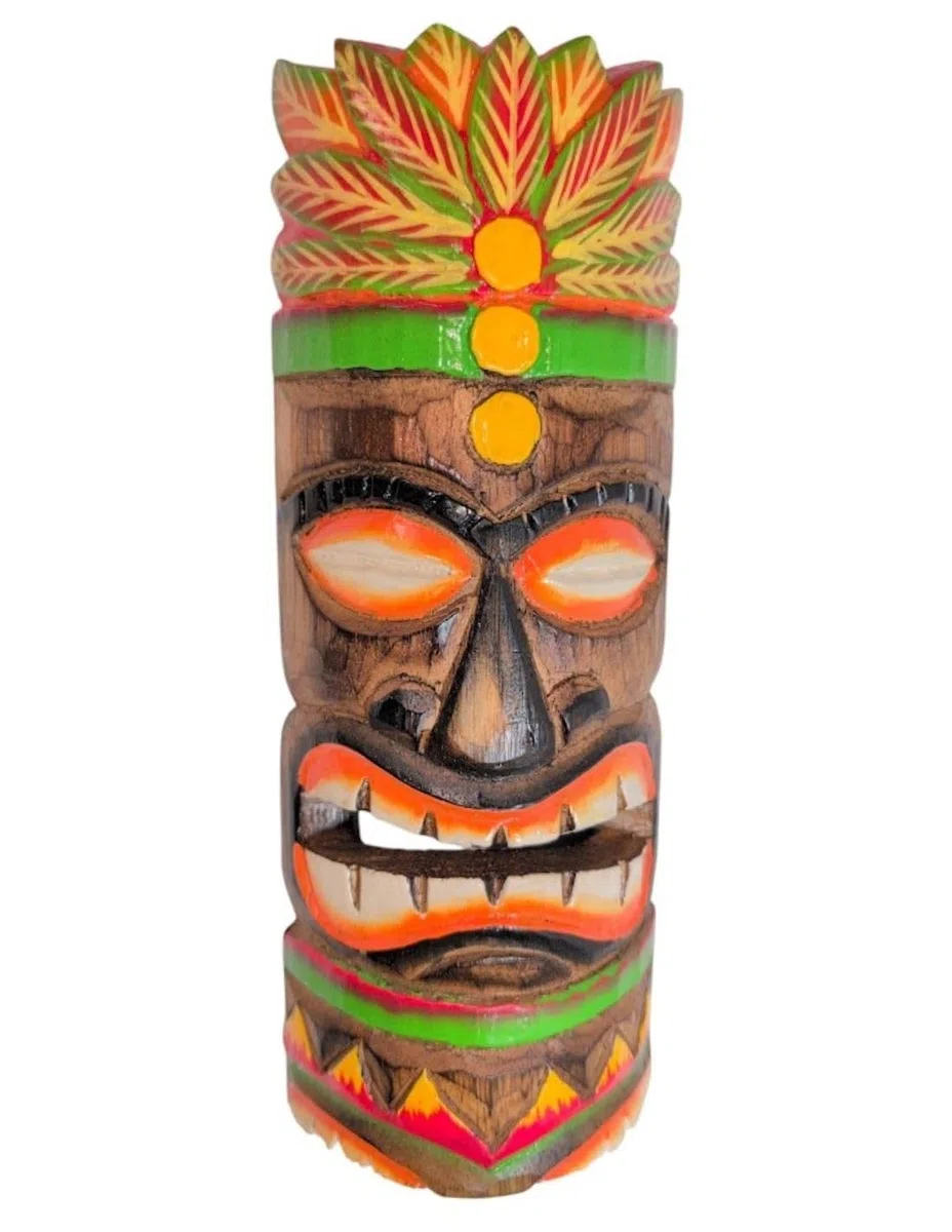 Tiki-Maske zur Wandmontage, 30 cm, aus Holz | Der Stammesmeister
