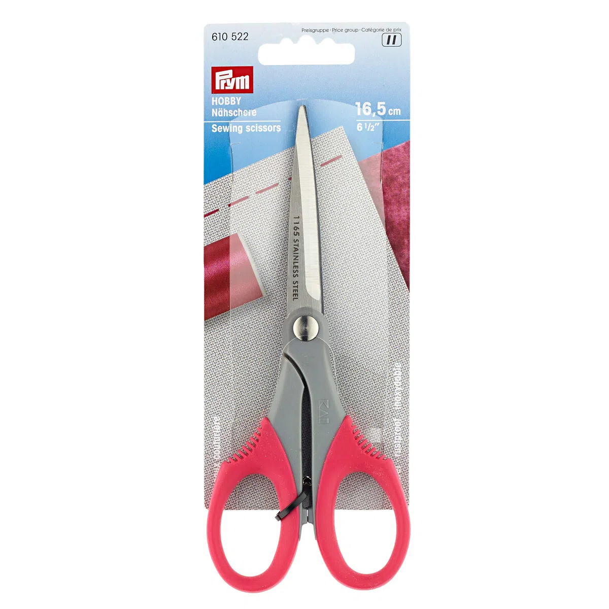 Prym 610522 HOBBY Nähschere 6 1/2'' 16,5 cm, Edelstahl, Rot